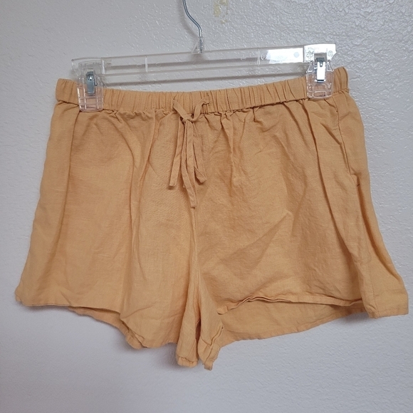 Charlie Holiday Yellow/Orange Linen Blend Shorts - Picture 1 of 3
